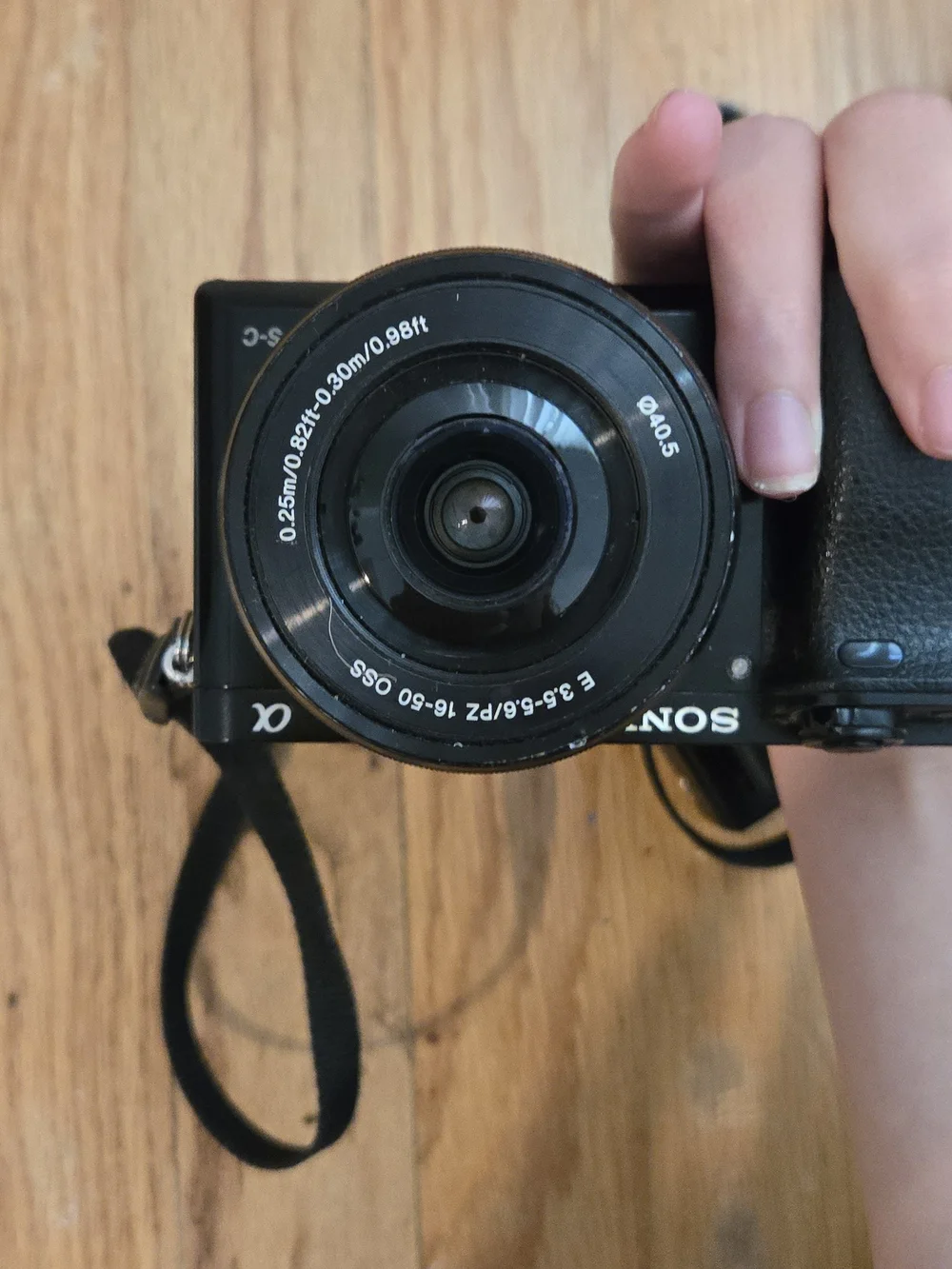Sony Black Compact Mirrorless Camera with Black Case and Charger